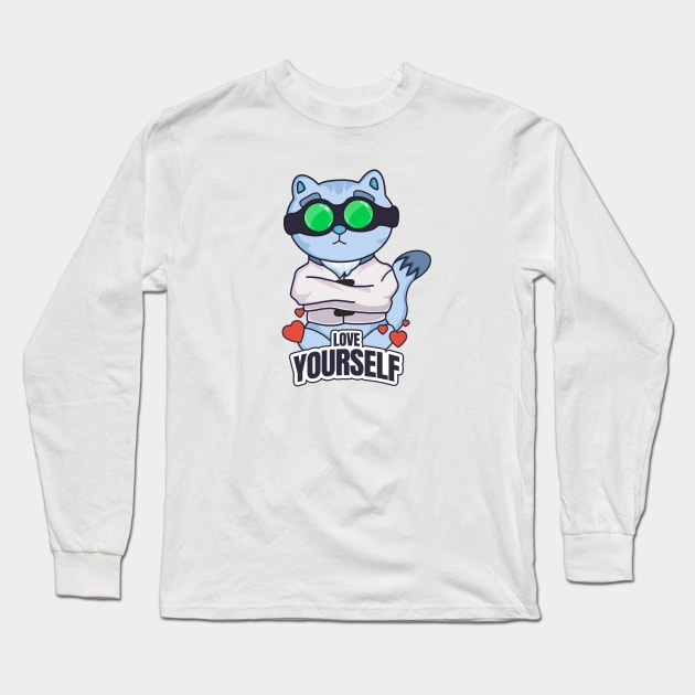 Self help cat Long Sleeve T-Shirt by Horrible Bunny